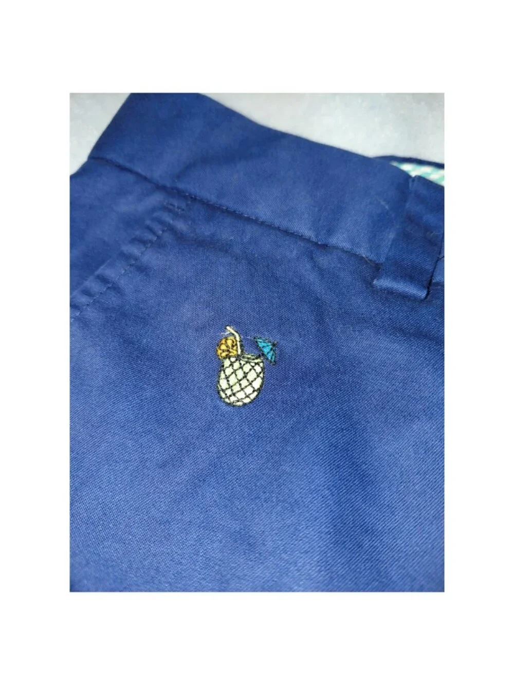 Brooks Brothers Navy Blue Chino Pineapple Embroidered Men's Shorts 34